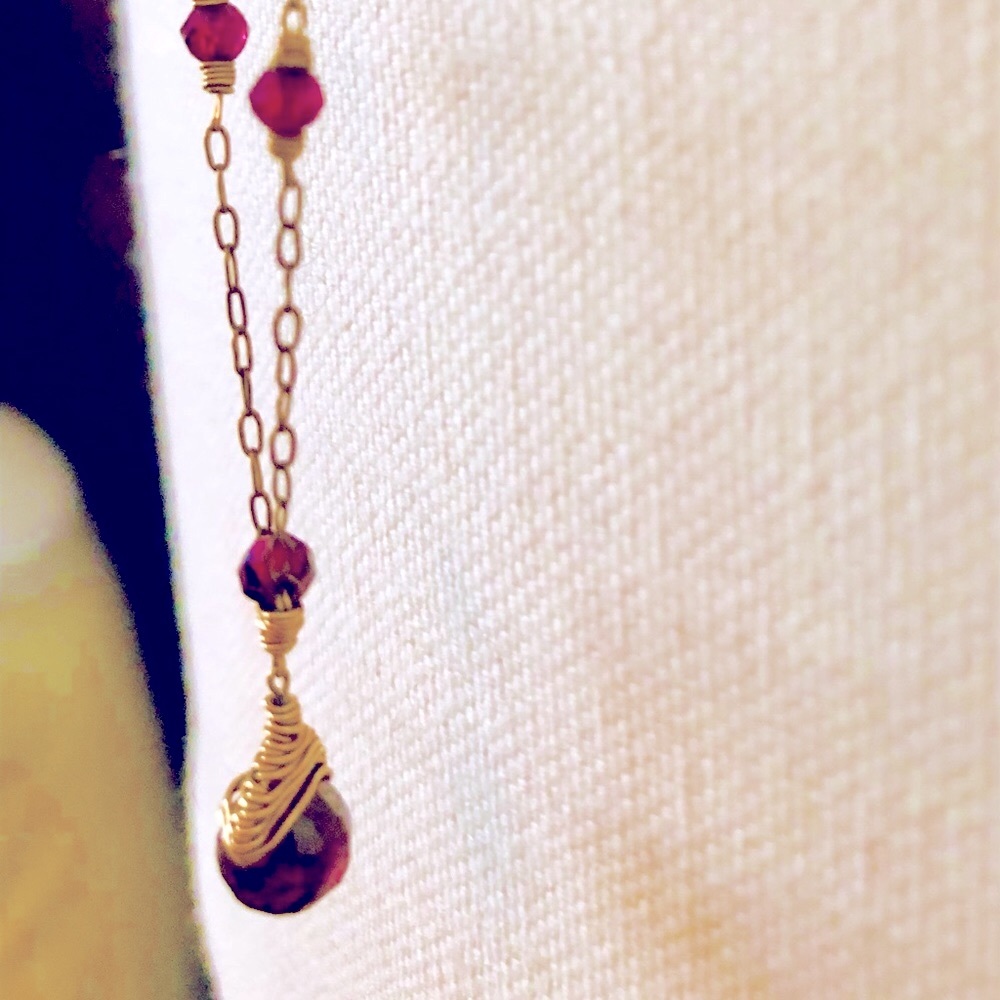 Garnet and Gold Handmade Necklace